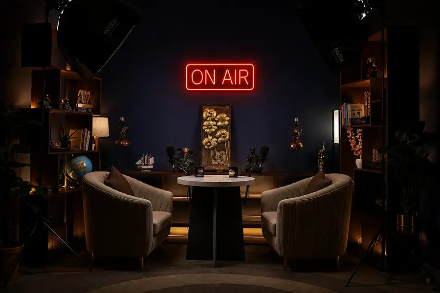 Professional podcast and video studio setup